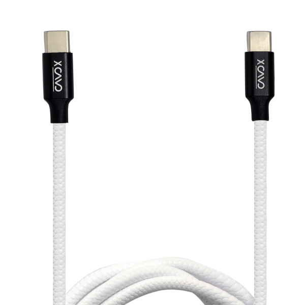X CAVO USB-C Cable, Fast Charger Cable, High Speed Sync Charger Cord and TYPE C to USB-C Data Cord Wire , Black/White, 1M, Nylon Braided, Rounded,3.0A,60w